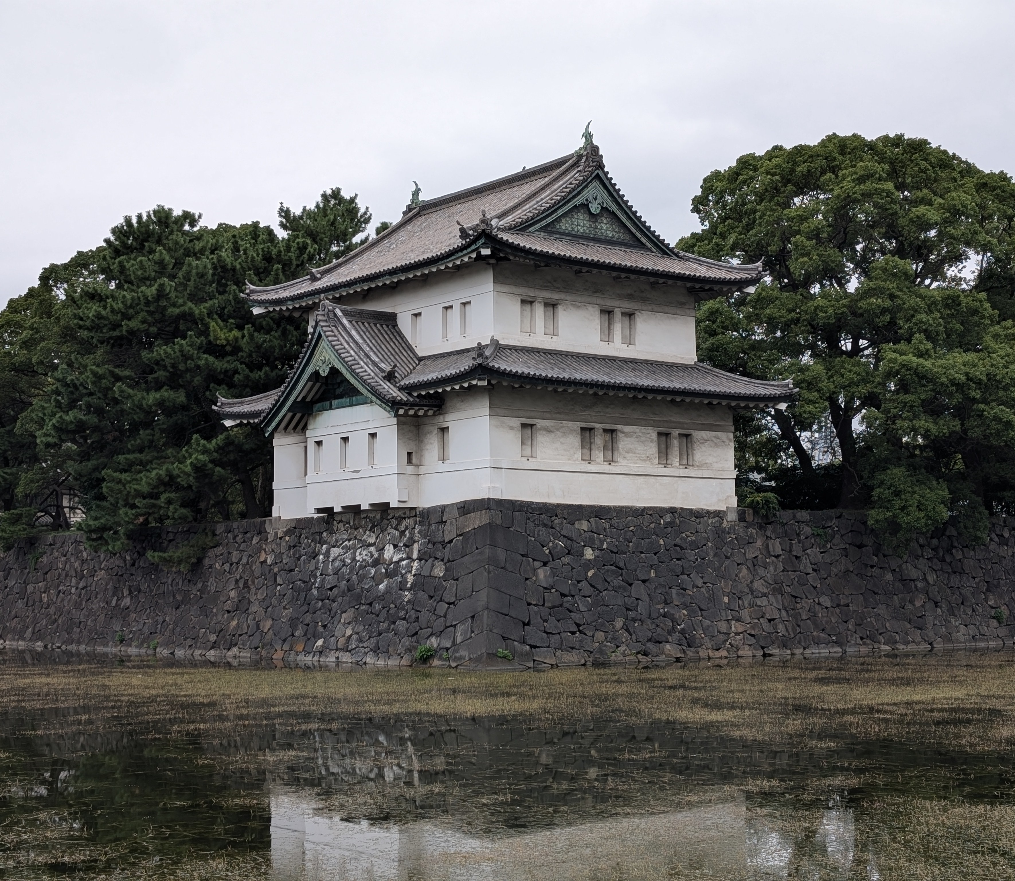 guard tower in the imperial palace gardens in tokyo japan